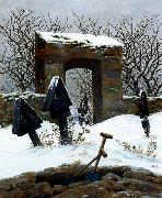 Caspar David Friedrich Graveyard under Snow oil painting